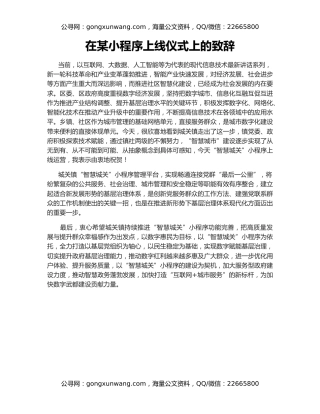 在某小程序上线仪式上的致辞