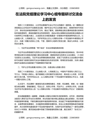 在法院党组理论学习中心组专题研讨交流会上的发言