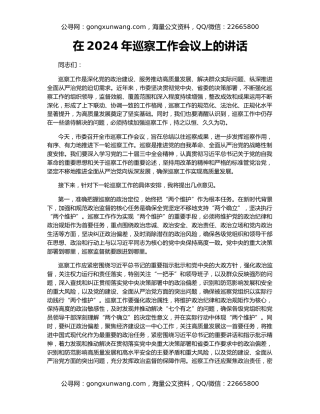 在2024年巡察工作会议上的讲话