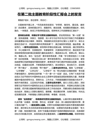 在第二批主题教育阶段性汇报会上的发言