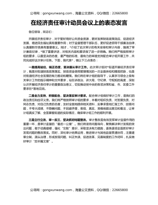 在经济责任审计动员会议上的表态发言