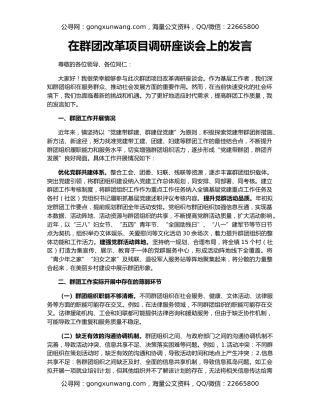 在群团改革项目调研座谈会上的发言