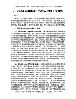 在2024年度审计工作会议上的工作报告