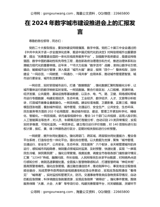在2024年数字城市建设推进会上的汇报发言