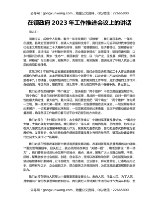 在镇政府2023年工作推进会议上的讲话