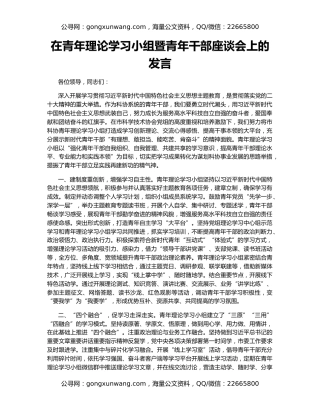 在青年理论学习小组暨青年干部座谈会上的发言