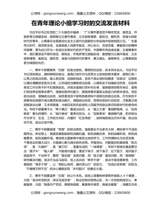 在青年理论小组学习时的交流发言材料