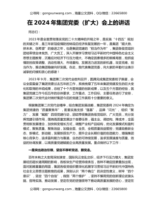 在2024年集团党委（扩大）会上的讲话