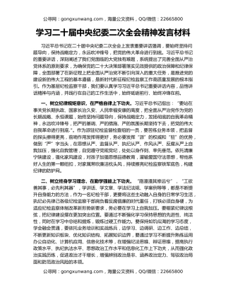 学习二十届中央纪委二次全会精神发言材料