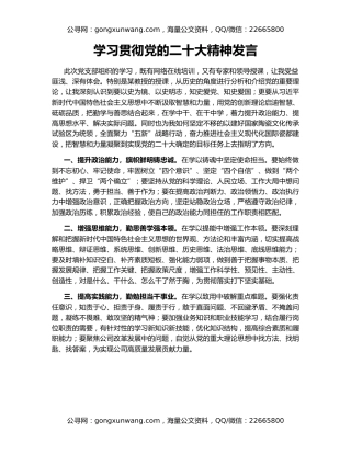 学习贯彻党的二十大精神发言
