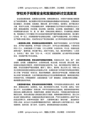 学校关于统筹安全和发展的研讨交流发言