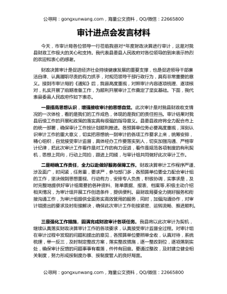 审计进点会发言材料