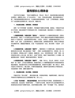 宣传部长心得体会