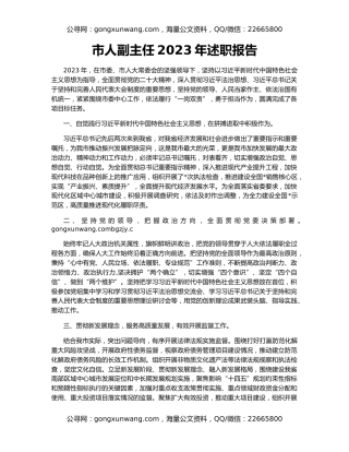 市人副主任2023年述职报告