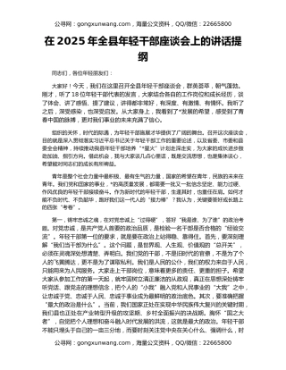 在2025年全县年轻干部座谈会上的讲话提纲