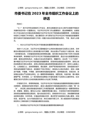 市委书记在2023年全市组织工作会议上的讲话