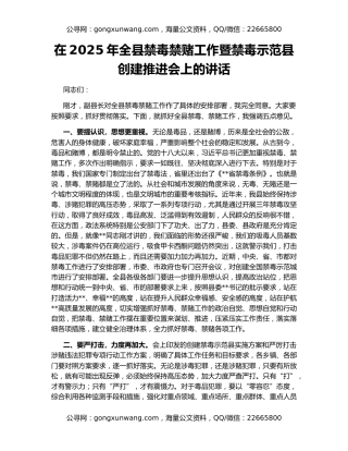 在2025年全县禁毒禁赌工作暨禁毒示范县创建推进会上的讲话