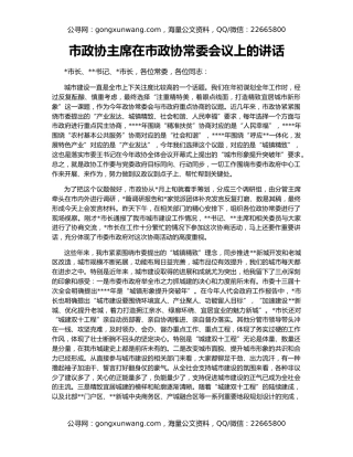 市政协主席在市政协常委会议上的讲话