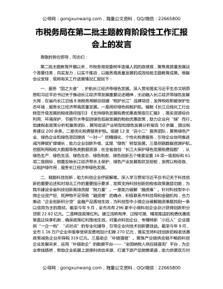 市税务局在第二批主题教育阶段性工作汇报会上的发言