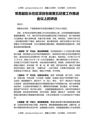 常务副区长在区项目包装暨五经普工作推进会议上的讲话