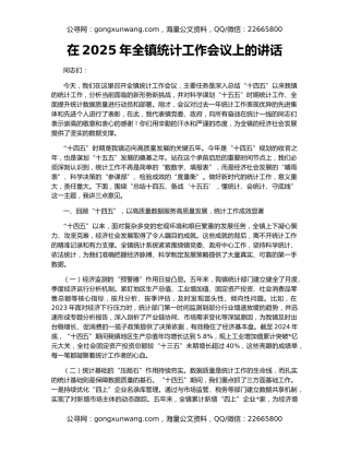 在2025年全镇统计工作会议上的讲话
