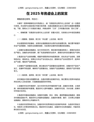 在2025年务虚会上的发言