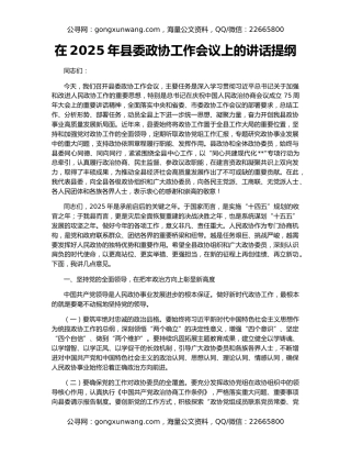 在2025年县委政协工作会议上的讲话提纲