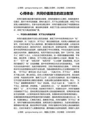 心得体会：共同价值理念的政治智慧
