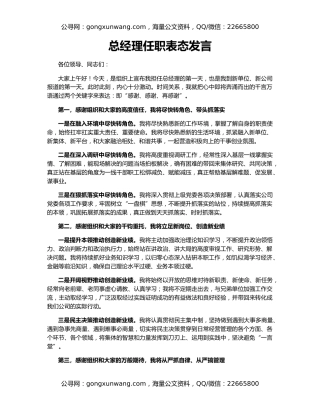 总经理任职表态发言