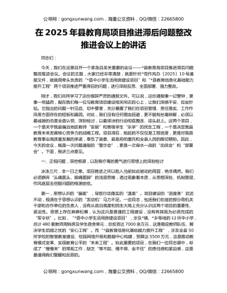 在2025年县教育局项目推进滞后问题整改推进会议上的讲话