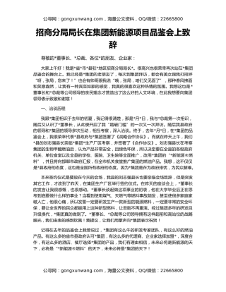 招商分局局长在集团新能源项目品鉴会上致辞