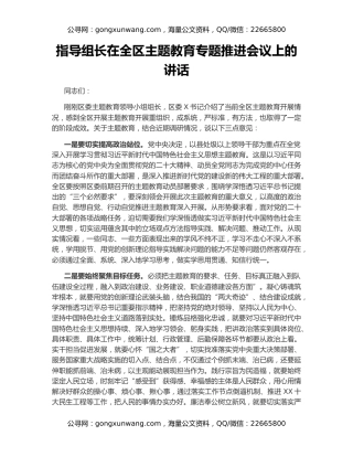 指导组长在全区主题教育专题推进会议上的讲话