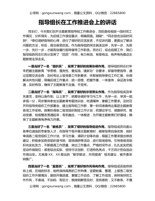 指导组长在工作推进会上的讲话