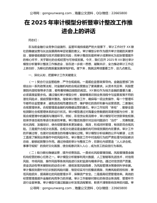 在2025年审计模型分析暨审计整改工作推进会上的讲话