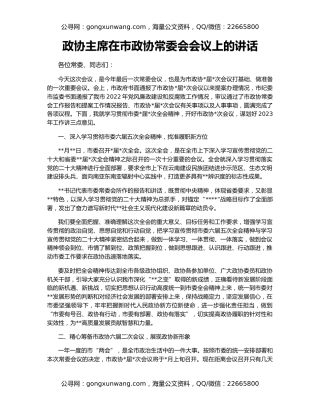 政协主席在市政协常委会会议上的讲话