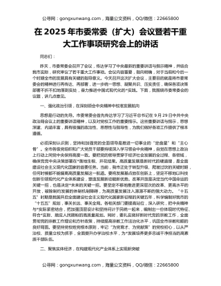 在2025年市委常委（扩大）会议暨若干重大工作事项研究会上的讲话