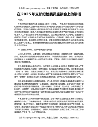 在2025年支部纪检委员座谈会上的讲话