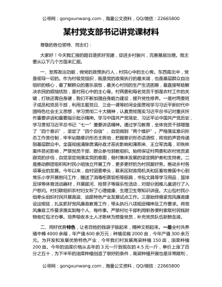 某村党支部书记讲党课材料