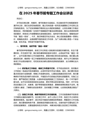 在2025年春节前专题工作会议讲话