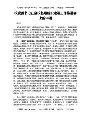 校党委书记在全校基层组织建设工作推进会上的讲话