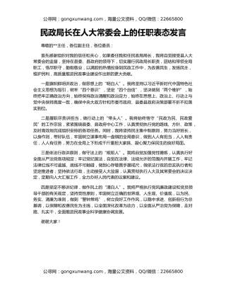 民政局长在人大常委会上的任职表态发言
