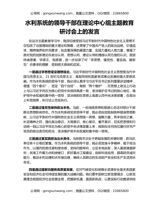 水利系统的领导干部在理论中心组主题教育研讨会上的发言