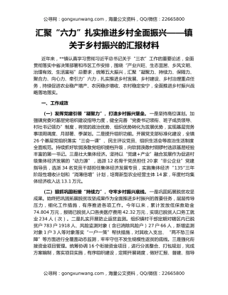 汇聚“六力”扎实推进乡村全面振兴——镇关于乡村振兴的汇报材料