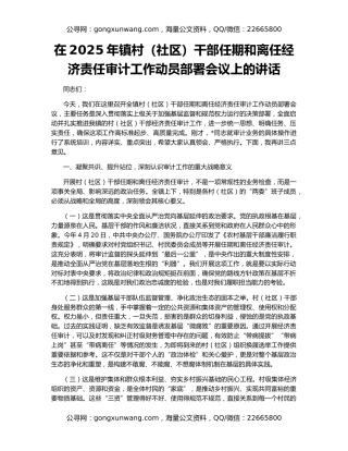 在2025年镇村（社区）干部任期和离任经济责任审计工作动员部署会议上的讲话