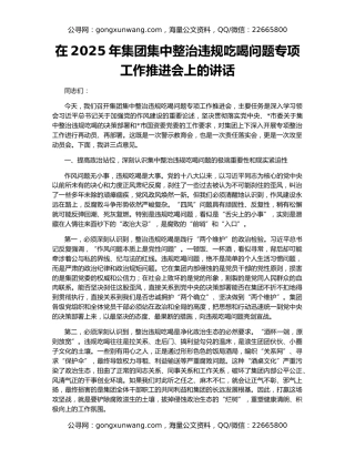 在2025年集团集中整治违规吃喝问题专项工作推进会上的讲话