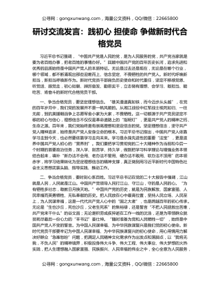研讨交流发言：践初心 担使命 争做新时代合格党员