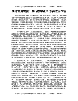 研讨交流发言：践行以学正风 永葆政治本色