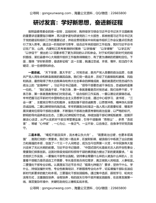 研讨发言：学好新思想，奋进新征程