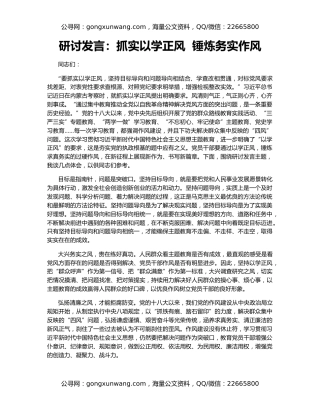 研讨发言：抓实以学正风  锤炼务实作风