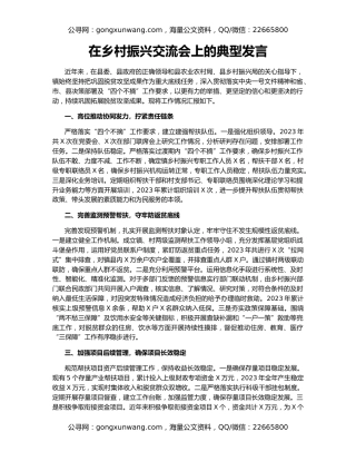 在乡村振兴交流会上的典型发言